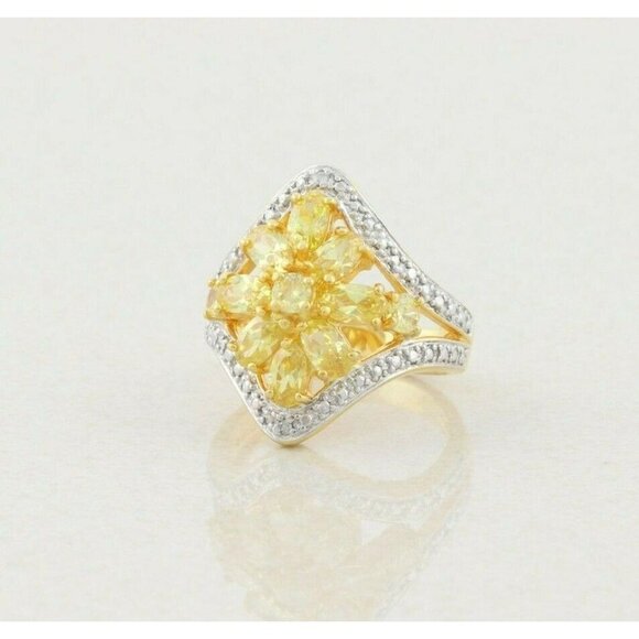 Gold over Sterling Silver Yellow CZ Ring Size 7 1/4 main image 1